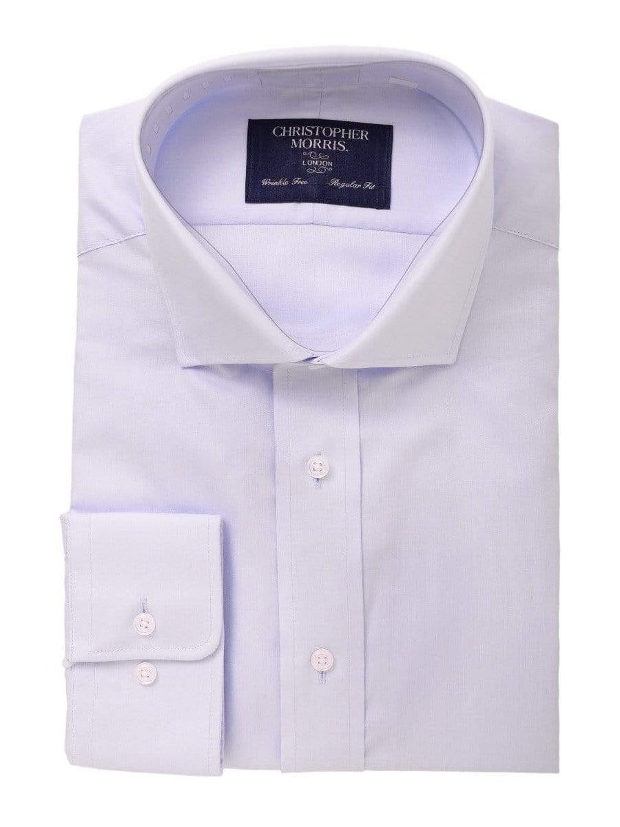 Christopher Morris Camisa de vestir azul 100% algodón de ajuste clásico sin arrugas para hombre