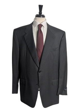 Canali Solid Charcoal 100% Wool 2 Button Suit 46L