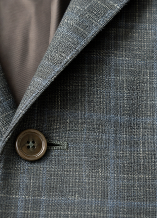 Canali Sage Green & Light Blue Windowpane Modern Fit 2-Button Wool Silk Linen Sport Coat 40R