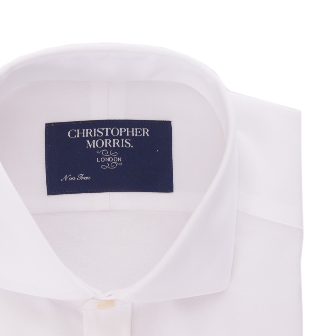 Christopher Morris Extra Slim Fit Cotton Non-Iron White French Cuff Dress Shirt