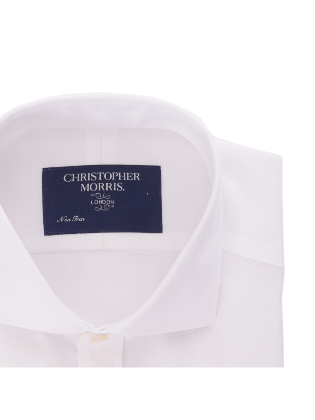 Camisa de vestir blanca con puños franceses de algodón que no requiere planchado y corte extra slim de Christopher Morris