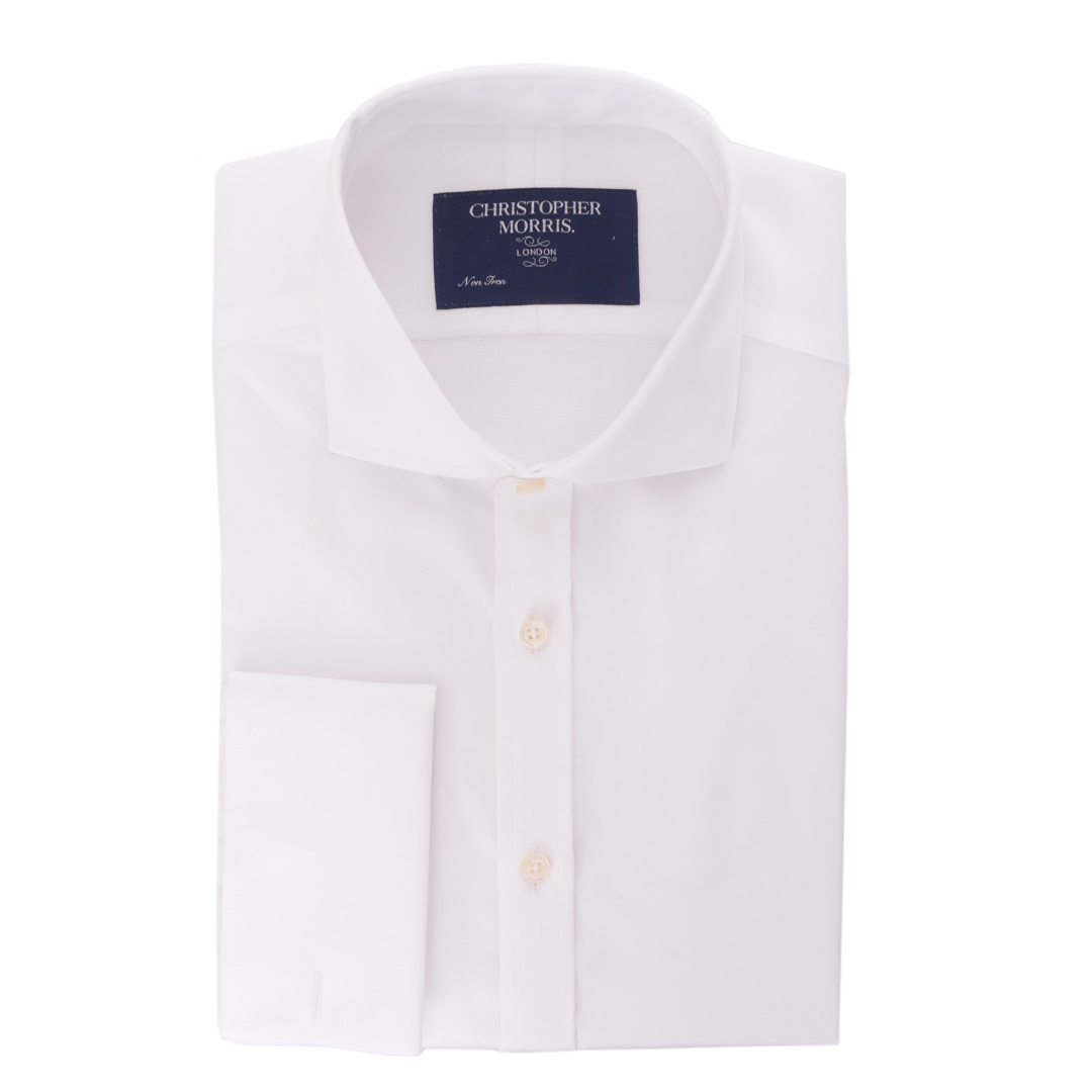Christopher Morris Extra Slim Fit Cotton Non-Iron White French Cuff Dress Shirt