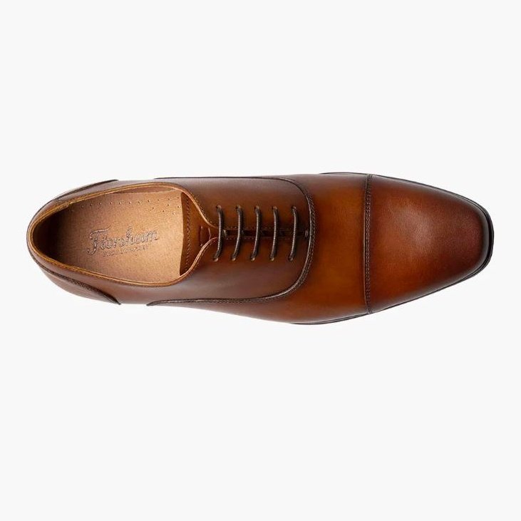 Florsheim Mens Postino Cognac Brown Oxford Cap Toe Leather Dress Shoes