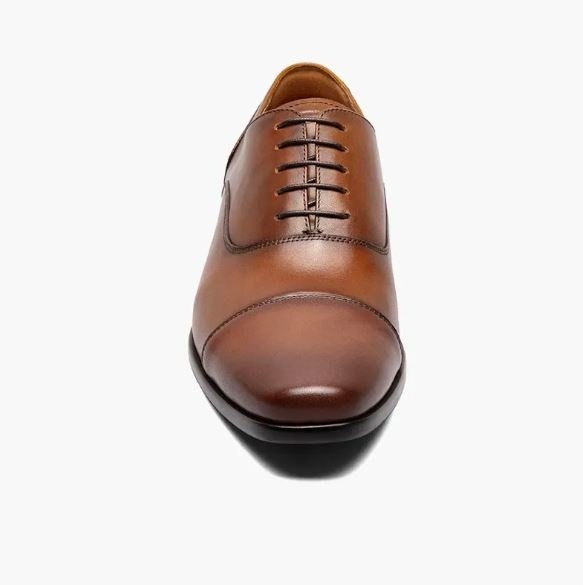 Florsheim Mens Postino Cognac Brown Oxford Cap Toe Leather Dress Shoes