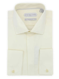 Thumbnail for Steven Land Mens Solid Cream Regular Fit Cotton French Cuff Dress Shirt