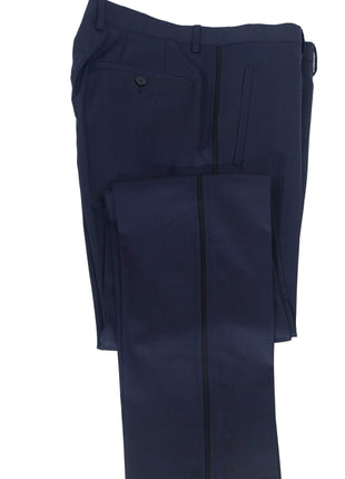 Versace Collection Mens Solid Navy Peak Lapel Classic Fit 1-Button Wool Tuxedo - 38R