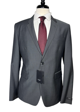 Paul Smith Mens Solid Gray Half Canvassed Notch Lapel Slim Fit 2-Button Wool Mohair Suit  - 42S