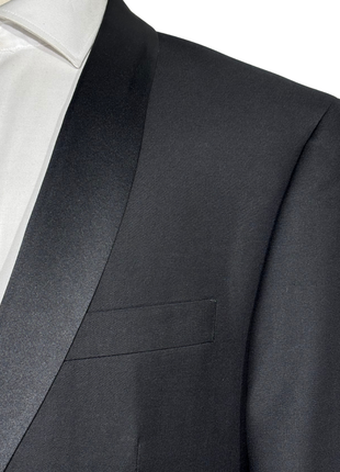 Angelo Rossi Mens Solid Black Satin Shawl Lapel Classic Fit 2-Button Tuxedo - 46S