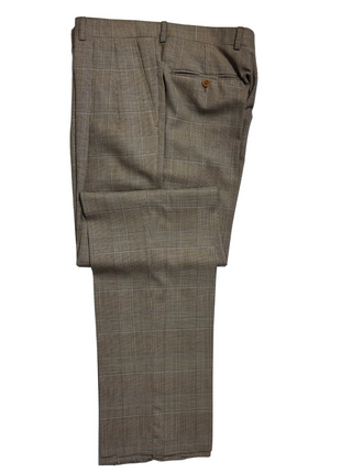 Sartoria Partenopea Mens Tan Glen Plaid Notch Lapel Classic Fit 3-Button Wool Suit - 42L