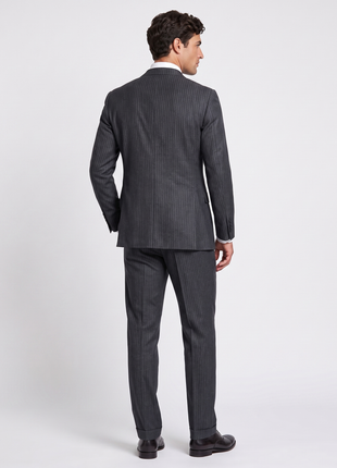 Polo Ralph Lauren Mens Charcoal Pinstriped Notch Lapel Custom Fit 3-Piece Wool Suit - 38L