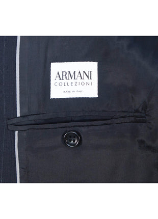 Armani Collezioni Men's 42L Black Pinstripe 100% Wool Slim Fit 2 Piece Suit