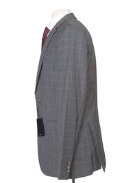 Thumbnail for Hugo Boss Mens 42L Gray Windowpane 100% Wool Slim Fit 2 Piece Suit