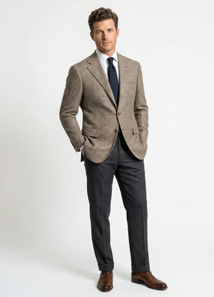 Sartoria Partenopea Men's Brown Glen Plaid 3-Roll-2 Silk Blend Sportcoat 42R