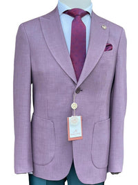Thumbnail for Romaster Mens Purple Slim Fit Stretch Wool Blend Blazer Sportcoat