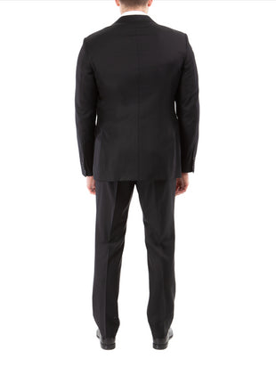 John Varvatos Half-Canvassed Black Two Button Wool Blend Suit
