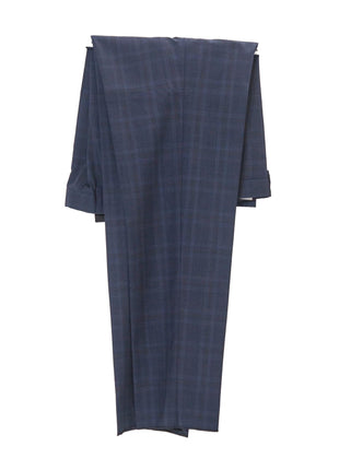Versace Collection Mens 46R Drop 8 Navy Blue Plaid 100% Wool 2 Piece Suit