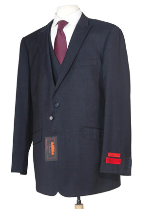 Bresciani Mens 46L Drop 6 Navy Pindot Super 150s Wool Classic Fit 3 Piece Suit