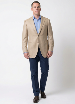 Sartoria Partenopea Italy 40R 50 Tan Beige Wool Silk Men's Blazer Sportcoat