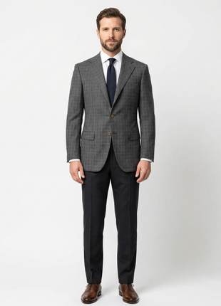 Sartoria Partenopea Men's Gray Windowpane 3-Roll-2 100% Wool Sportcoat 42R