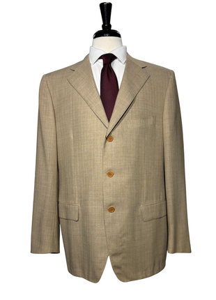 Sartoria Partenopea Mens Tan Pinstripe Half-Canvassed Notch Lapel Classic Fit 3-button Wool Suit - 44R