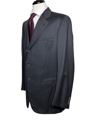 Sartoria Partenopea Mens Solid Charcoal Notch Lapel Classic Fit 3-button Wool Suit - 46R