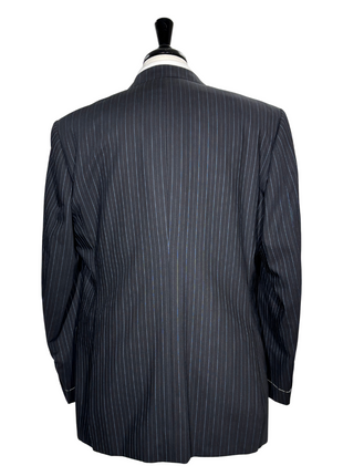 Luigi Bianchi Mantova Mens Black Pinstripe Notch Lapel Classic Fit 3-Button Wool Suit - 44R