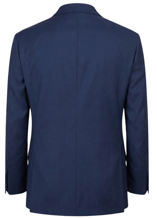 Tovaglia Mens Navy Textured Slim Fit Notch Lapels Wool Silk 2 Button Suit