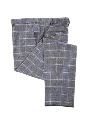 Giorgio Fiorelli Mens Classic Fit Gray Plaid Flat Front Dress