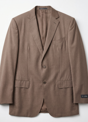 Ermenegildo Zegna Trofeo Mens Brown Herringbone Notch Lapel Classic Fit 2-Button Wool Suit - 46R