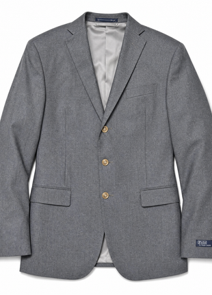 Polo Ralph Lauren Mens Gray Textured Notch Lapel Custom Fit 3-Piece Wool Suit - 40L