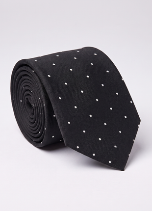 Letteriello Black Pin Dot Italian Silk Neck Tie