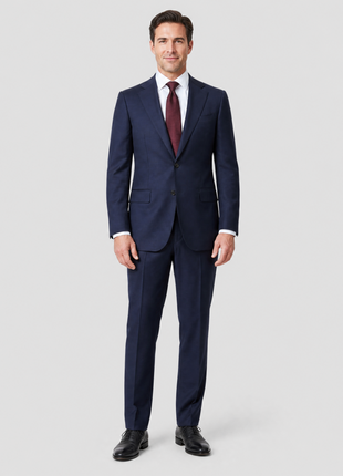 Tovaglia Solid Navy Slim Fit Notch Lapel Wool Cashmere Blend 2-Button Suit