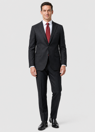 Sartoria Mazara Solid Black Slim Fit Notch Lapel 2-Button Wool Suit