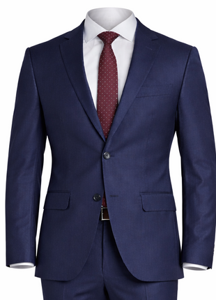 Mens Classic Fit Navy Blue Two Button 100% Wool Suit