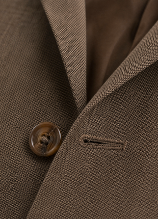 Polo Ralph Lauren Mens Brown Textured Notch Lapel Custom Fit 3-Piece Wool Suit - 40L