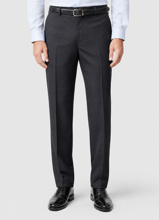Tovaglia Slim Fit Solid Black Tonal Plaid Wool Dress Pants