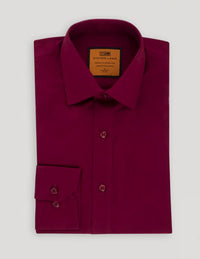 Thumbnail for Steven Land Men's Solid Burgundy Spread Collar Wrinkle Free Cotton Dress Shirt