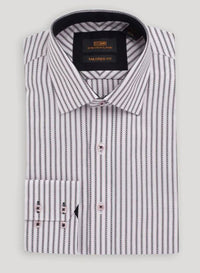 Thumbnail for Steven Land Mens Classic Fit Black & Pink Striped 100% Cotton Dress Shirt