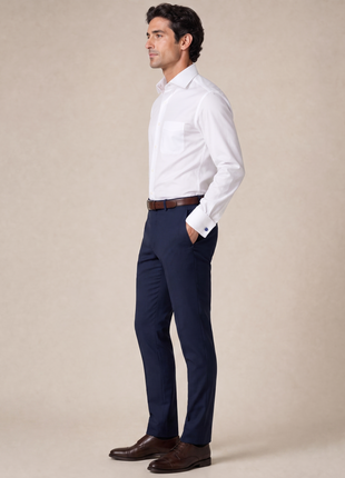 Christopher Morris Solid White Slim Fit Cotton Spread Collar Non-Iron French Cuff Dress Shirt - The Suit Depot