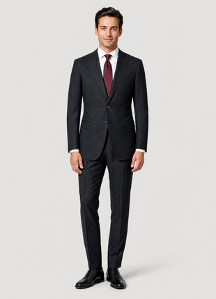 Z Zegna Mens Black Pinstripe Notch Lapels Classic Fit 2-Button Wool Suit - 40R