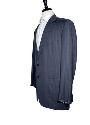 Brioni Mens Charcoal Pinstripe Fully-Canvassed Notch Lapel Classic Fit 2-Button Wool Suit - 46L