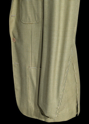 Sartoria Partenopea Men’s Green and Yellow Gingham Check 100% Wool Sportcoat 40R