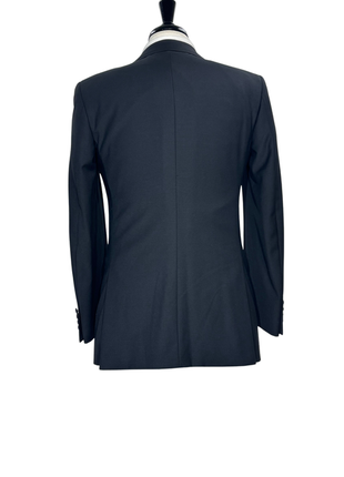 Galvani Collezione Mens Solid Black Satin Peak Lapel Classic Fit 1-Button Wool Tuxedo - 36R