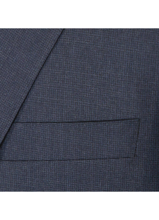 Napoli Mens 42L Navy Blue Check 100% Wool Classic Fit 2 Piece Suit