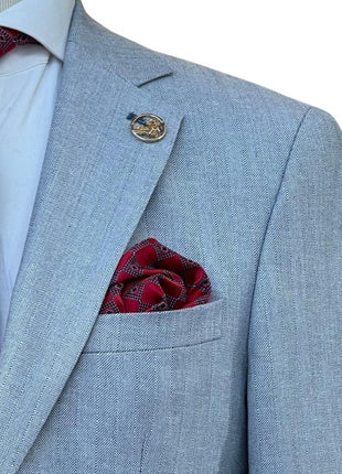 Romaster Tonal Striped Light Blue Slim Fit Stretch Wool Blend Blazer Sportcoat
