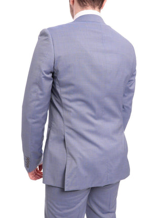 Napoli Slim Fit Light Blue Textured Half Canvassed Two Button Wool Suit