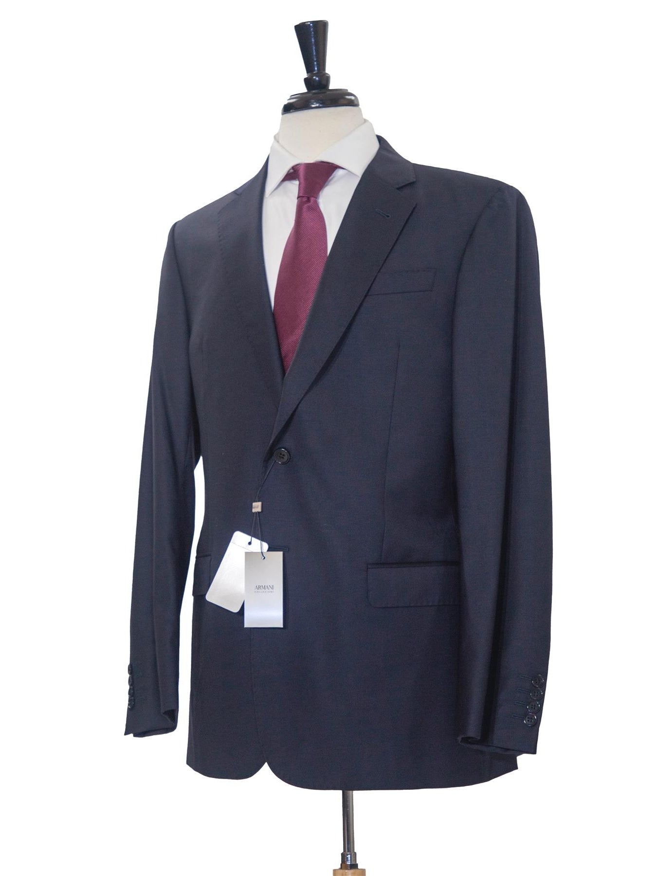 Armani Collezioni G-Line Mens 42L Solid Navy Blue 2 Piece Suit