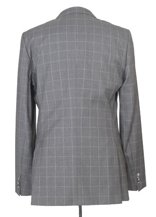 Hugo Boss Mens 42L Gray Windowpane 100% Wool Slim Fit 2 Piece Suit