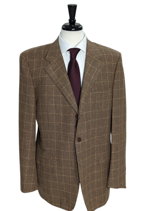Sartoria Partenopea Men's Brown Windowpane Wool Blend Sport Coat 46R