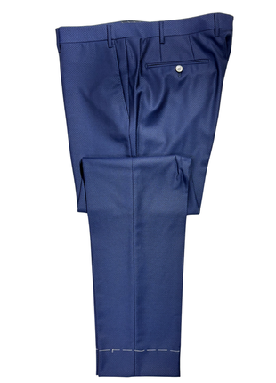 Corneliani Mens Blue Geometric Texture Fully-Canvassed Peak Lapel Slim Fit 3-Piece Wool Tuxedo - 44R